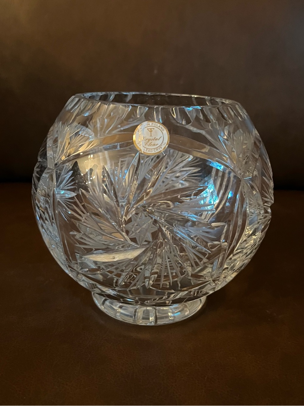 Heavy Lead Crystal Rose Bowl w/ Pinwheel Wheat Star if David